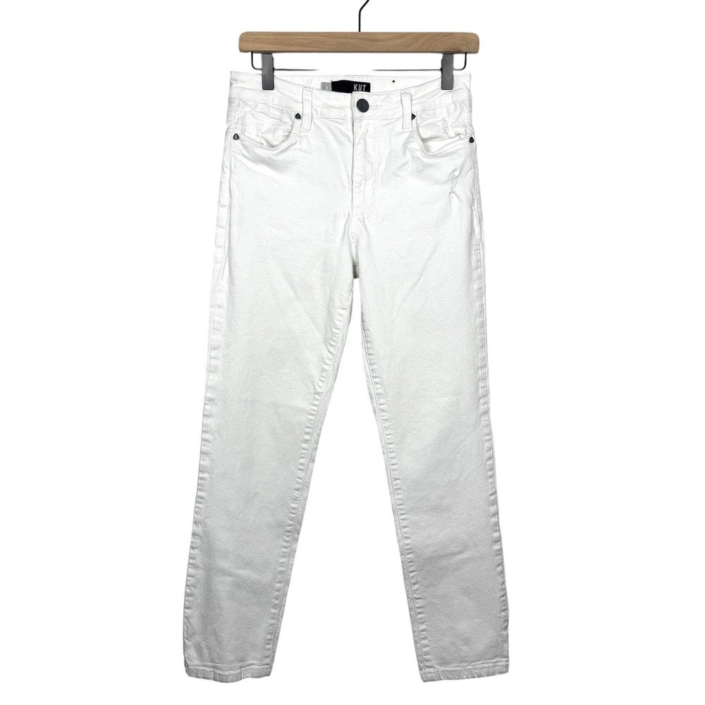 Kut From The Kloth Womens Reese High Rise Ankle Straight Leg Jeans Size 2 White